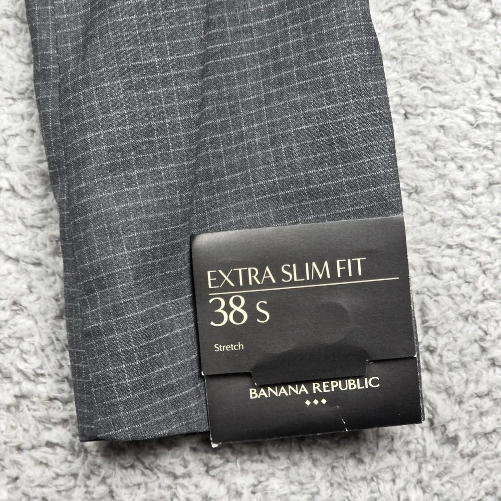 Banana Republic Extra Slim Fit Blazer‎ Mens 38S Grey Micro Check Stretch Jacket